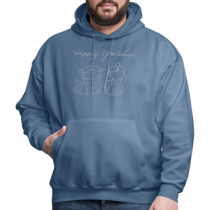 Happy Yowlidays Metallic-Print Hoodie - denim blue