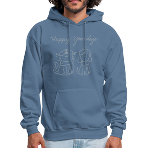 Happy Yowlidays Metallic-Print Hoodie - denim blue