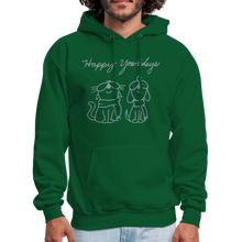 Load image into Gallery viewer, Happy Yowlidays Metallic-Print Hoodie - forest green