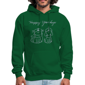 Happy Yowlidays Metallic-Print Hoodie - forest green