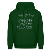 Load image into Gallery viewer, Happy Yowlidays Metallic-Print Hoodie - forest green