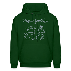 Happy Yowlidays Metallic-Print Hoodie - forest green