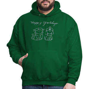 Happy Yowlidays Metallic-Print Hoodie - forest green