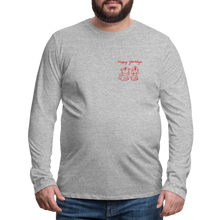 Load image into Gallery viewer, Happy Yowlidays Small Logo Classic Premium Long Sleeve T-Shirt - heather gray
