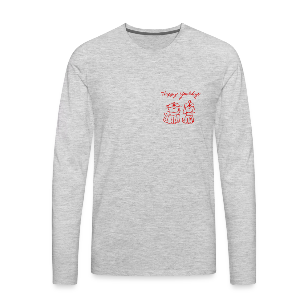 Happy Yowlidays Small Logo Classic Premium Long Sleeve T-Shirt - heather gray