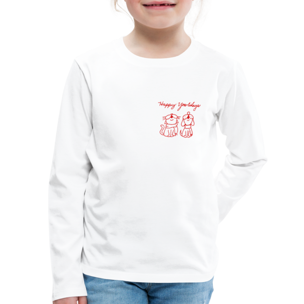 
                  
                    Happy Yowlidays Small Logo Kids' Premium Long Sleeve T-Shirt - white
                  
                