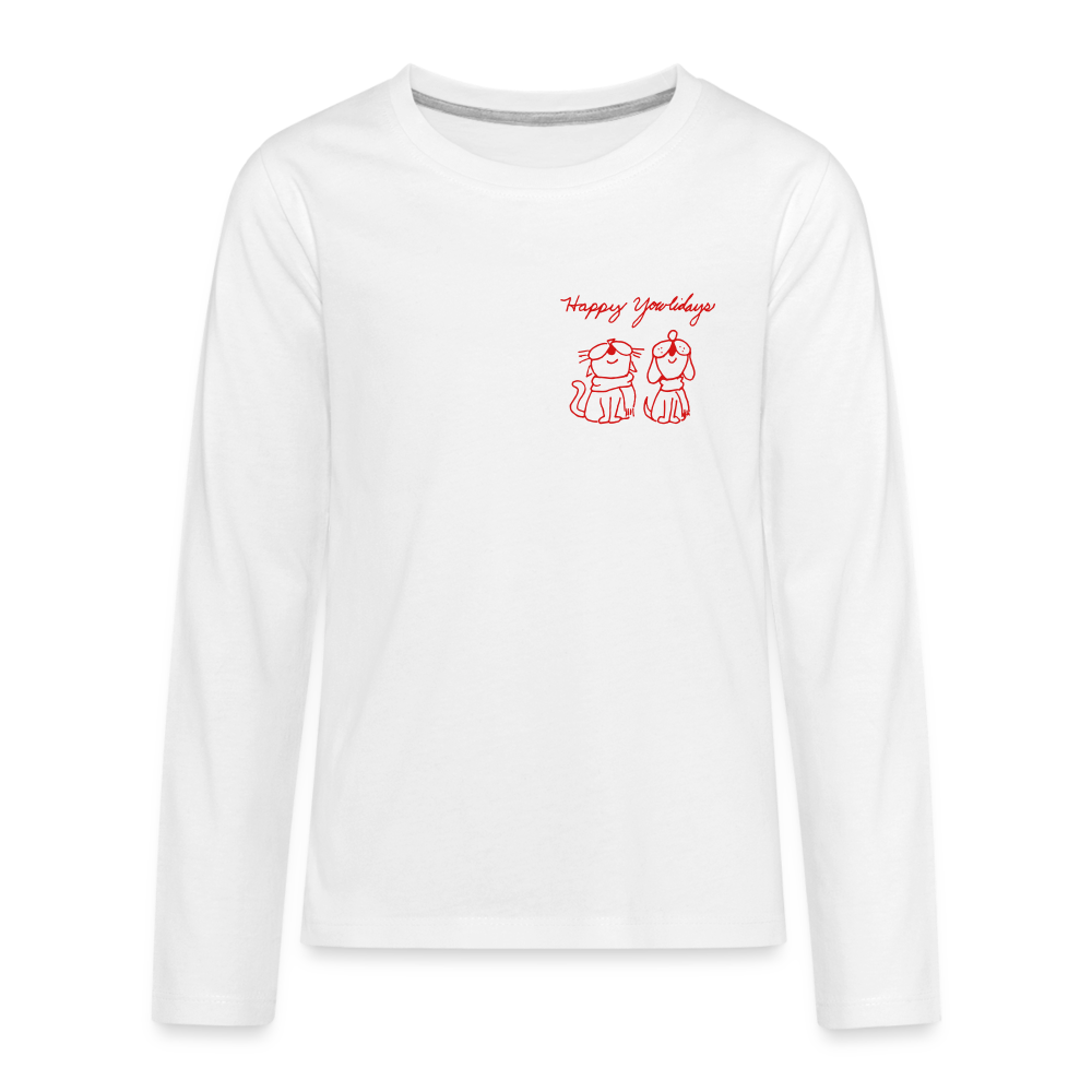 
                  
                    Happy Yowlidays Small Logo Kids' Premium Long Sleeve T-Shirt - white
                  
                