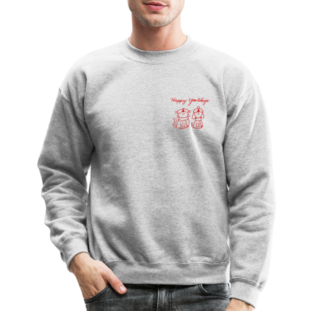 Happy Yowlidays Small Logo Crewneck Sweatshirt - heather gray