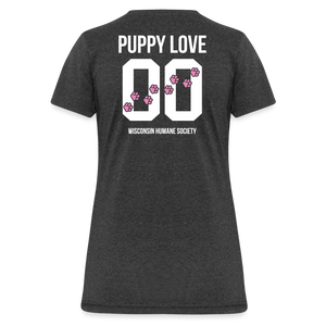 Pink Puppy Love Contoured T-Shirt - heather black