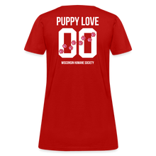 Load image into Gallery viewer, Pink Puppy Love Contoured T-Shirt - red