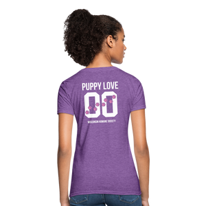 Pink Puppy Love Contoured T-Shirt - purple heather