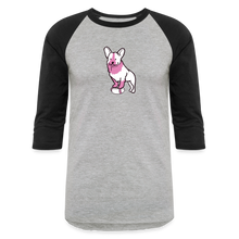 Load image into Gallery viewer, Pink Puppy Love Baseball T-Shirt - heather gray/black