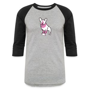Pink Puppy Love Baseball T-Shirt - heather gray/black