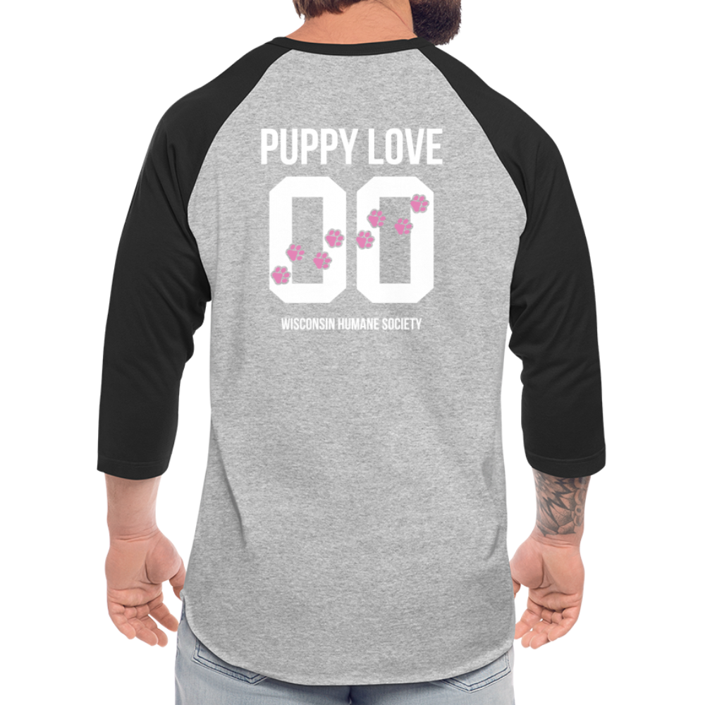 
                  
                    Pink Puppy Love Baseball T-Shirt - heather gray/black
                  
                