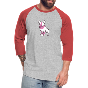 Pink Puppy Love Baseball T-Shirt - heather gray/red