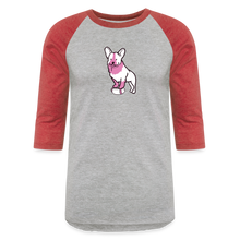 Load image into Gallery viewer, Pink Puppy Love Baseball T-Shirt - heather gray/red