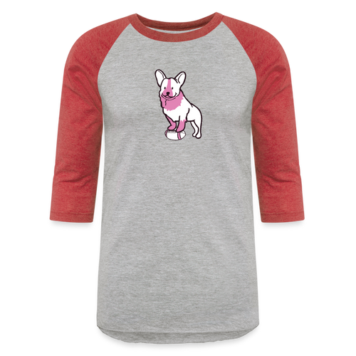 Pink Puppy Love Baseball T-Shirt - heather gray/red