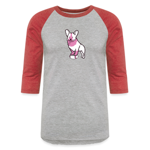 Pink Puppy Love Baseball T-Shirt - heather gray/red