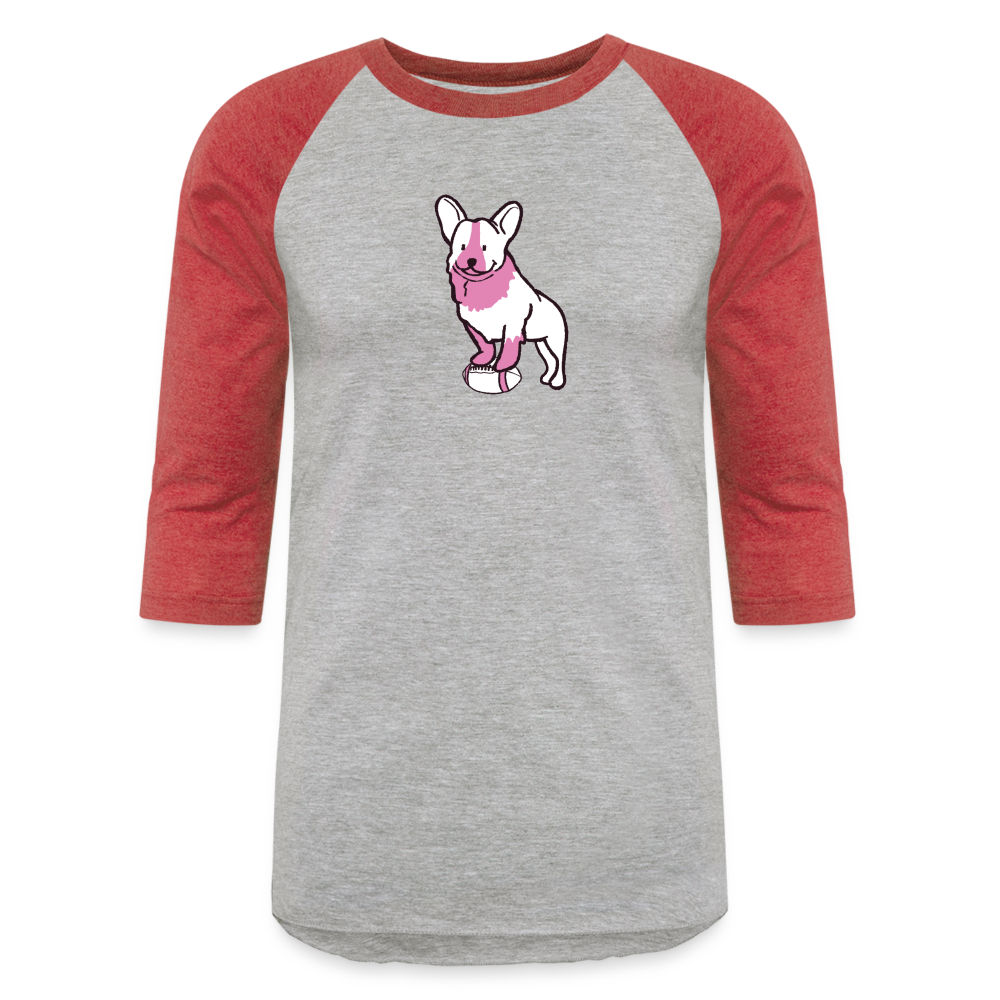 Pink Puppy Love Baseball T-Shirt - heather gray/red