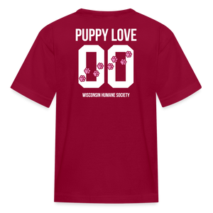 Pink Puppy Love Kids' T-Shirt - dark red