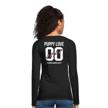 Load image into Gallery viewer, Pink Puppy Love Contoured Premium Long Sleeve T-Shirt - black