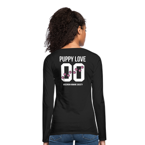 Pink Puppy Love Contoured Premium Long Sleeve T-Shirt - black