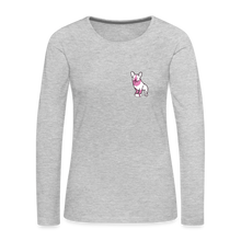 Load image into Gallery viewer, Pink Puppy Love Contoured Premium Long Sleeve T-Shirt - heather gray