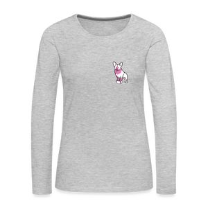 Pink Puppy Love Contoured Premium Long Sleeve T-Shirt - heather gray