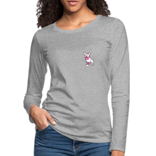 Load image into Gallery viewer, Pink Puppy Love Contoured Premium Long Sleeve T-Shirt - heather gray