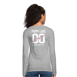 Pink Puppy Love Contoured Premium Long Sleeve T-Shirt - heather gray