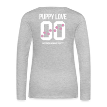 Load image into Gallery viewer, Pink Puppy Love Contoured Premium Long Sleeve T-Shirt - heather gray