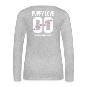 Pink Puppy Love Contoured Premium Long Sleeve T-Shirt - heather gray