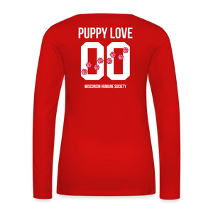 Pink Puppy Love Contoured Premium Long Sleeve T-Shirt - red