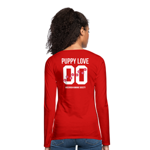 Pink Puppy Love Contoured Premium Long Sleeve T-Shirt - red