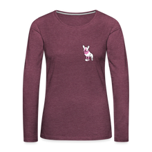 Load image into Gallery viewer, Pink Puppy Love Contoured Premium Long Sleeve T-Shirt - heather burgundy