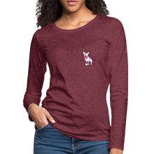 Load image into Gallery viewer, Pink Puppy Love Contoured Premium Long Sleeve T-Shirt - heather burgundy