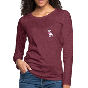 Pink Puppy Love Contoured Premium Long Sleeve T-Shirt - heather burgundy