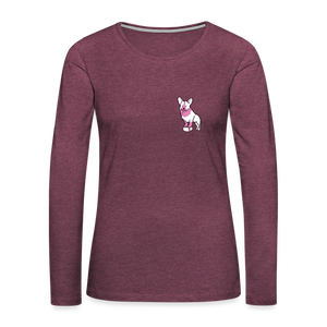 Pink Puppy Love Contoured Premium Long Sleeve T-Shirt - heather burgundy