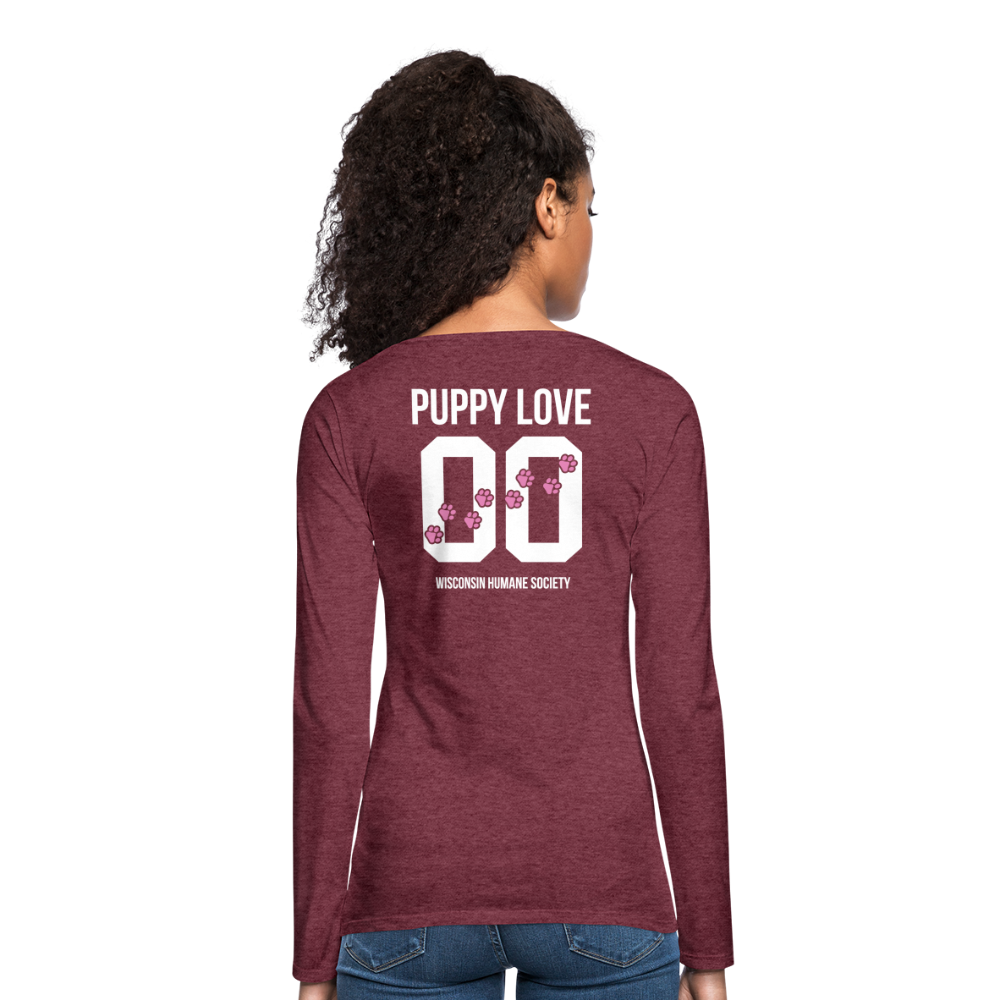 
                  
                    Pink Puppy Love Contoured Premium Long Sleeve T-Shirt - heather burgundy
                  
                