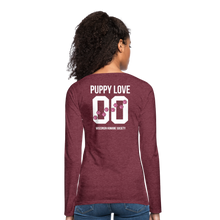 Load image into Gallery viewer, Pink Puppy Love Contoured Premium Long Sleeve T-Shirt - heather burgundy