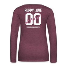 Load image into Gallery viewer, Pink Puppy Love Contoured Premium Long Sleeve T-Shirt - heather burgundy