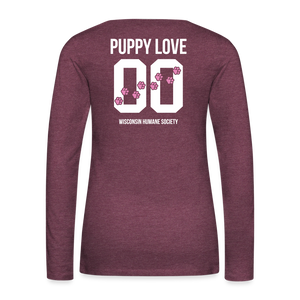 Pink Puppy Love Contoured Premium Long Sleeve T-Shirt - heather burgundy