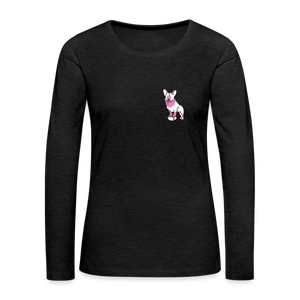 Pink Puppy Love Contoured Premium Long Sleeve T-Shirt - charcoal grey