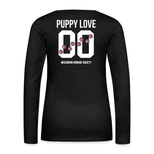 Pink Puppy Love Contoured Premium Long Sleeve T-Shirt - charcoal grey