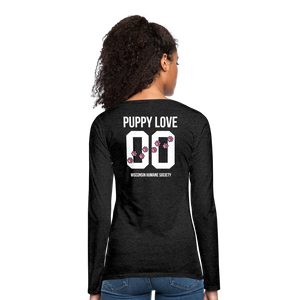 Pink Puppy Love Contoured Premium Long Sleeve T-Shirt - charcoal grey