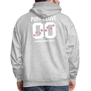 Pink Puppy Love Hoodie - heather gray