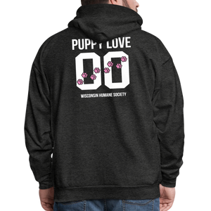Pink Puppy Love Hoodie - charcoal grey