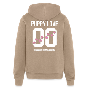 Pink Puppy Love Bella + Canvas Unisex Full Zip Hoodie - tan