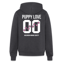 Load image into Gallery viewer, Pink Puppy Love Bella + Canvas Unisex Full Zip Hoodie - charcoal grey