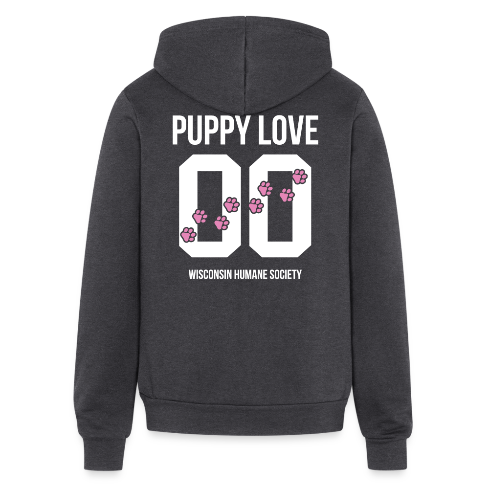 Pink Puppy Love Bella + Canvas Unisex Full Zip Hoodie - charcoal grey